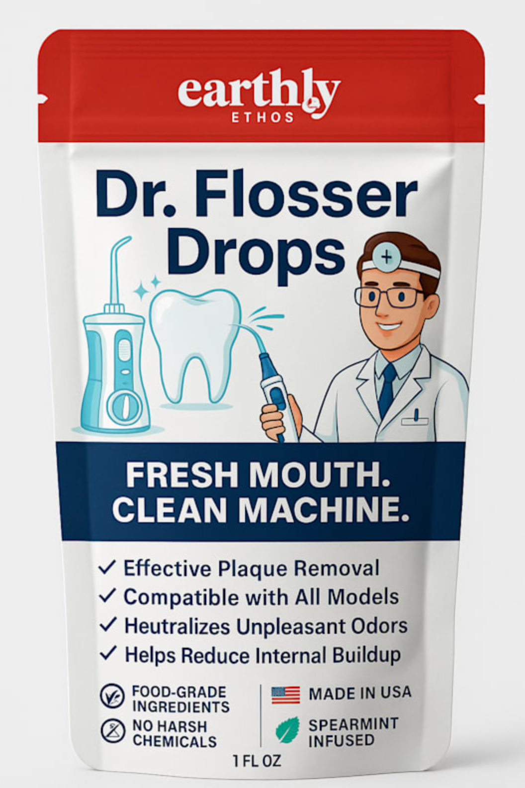 Dr Flosser Drops – Water Flosser Cleaner & Oral Care Solution – Dry Element